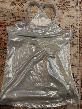 Sofibella Silver Metallic Racerback Tank